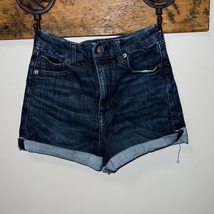 American eagle curvy super high rise short dark wash size 8